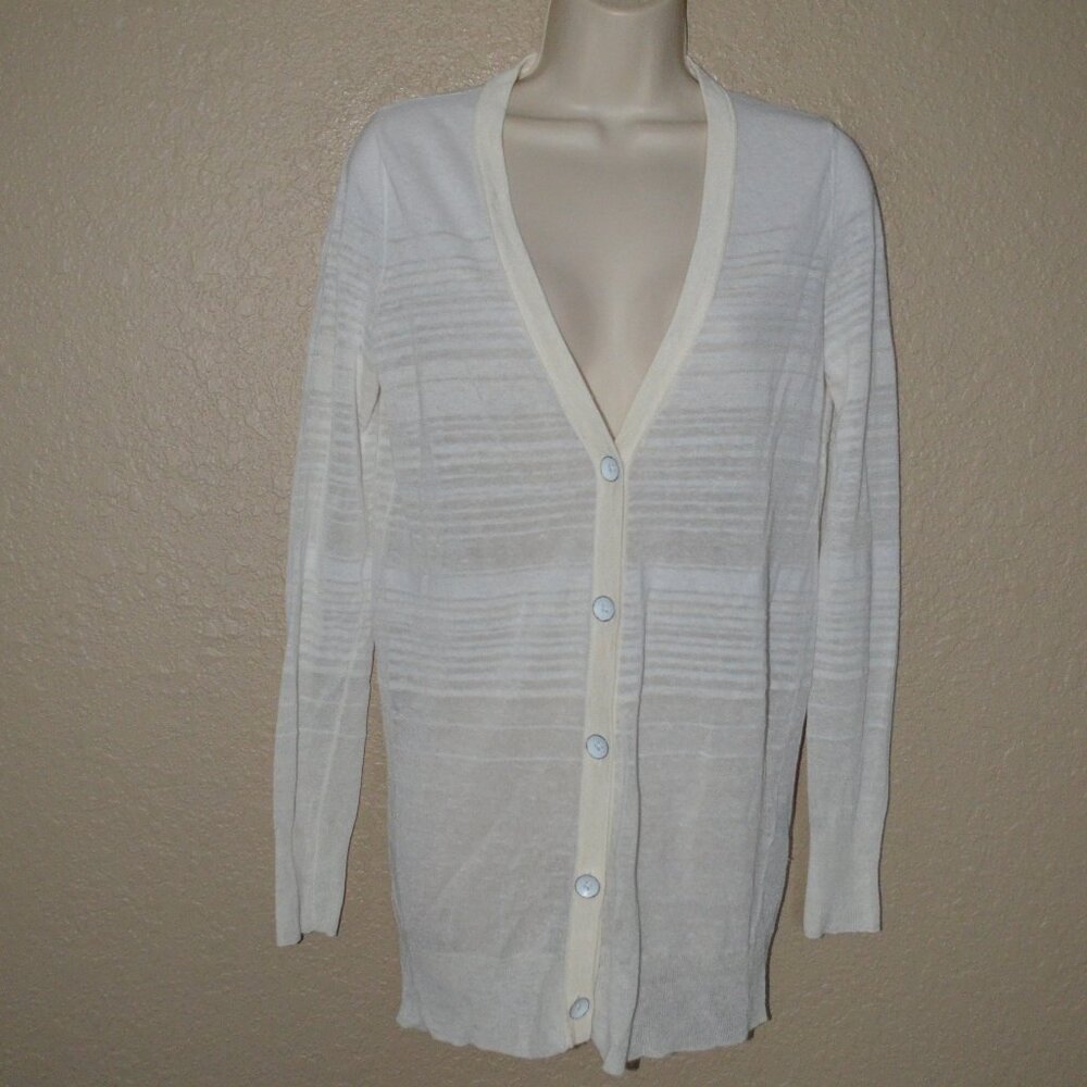 NWOT Sz XS Rag & Bone Ivory Linen Blend Button Front Long Cardigan Sweater